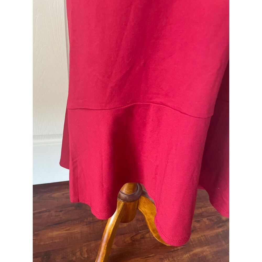J Jill Womens Ponte Dress Size MP Petite Ruffle Stretch Red Business Comfort - Picture 2 of 13